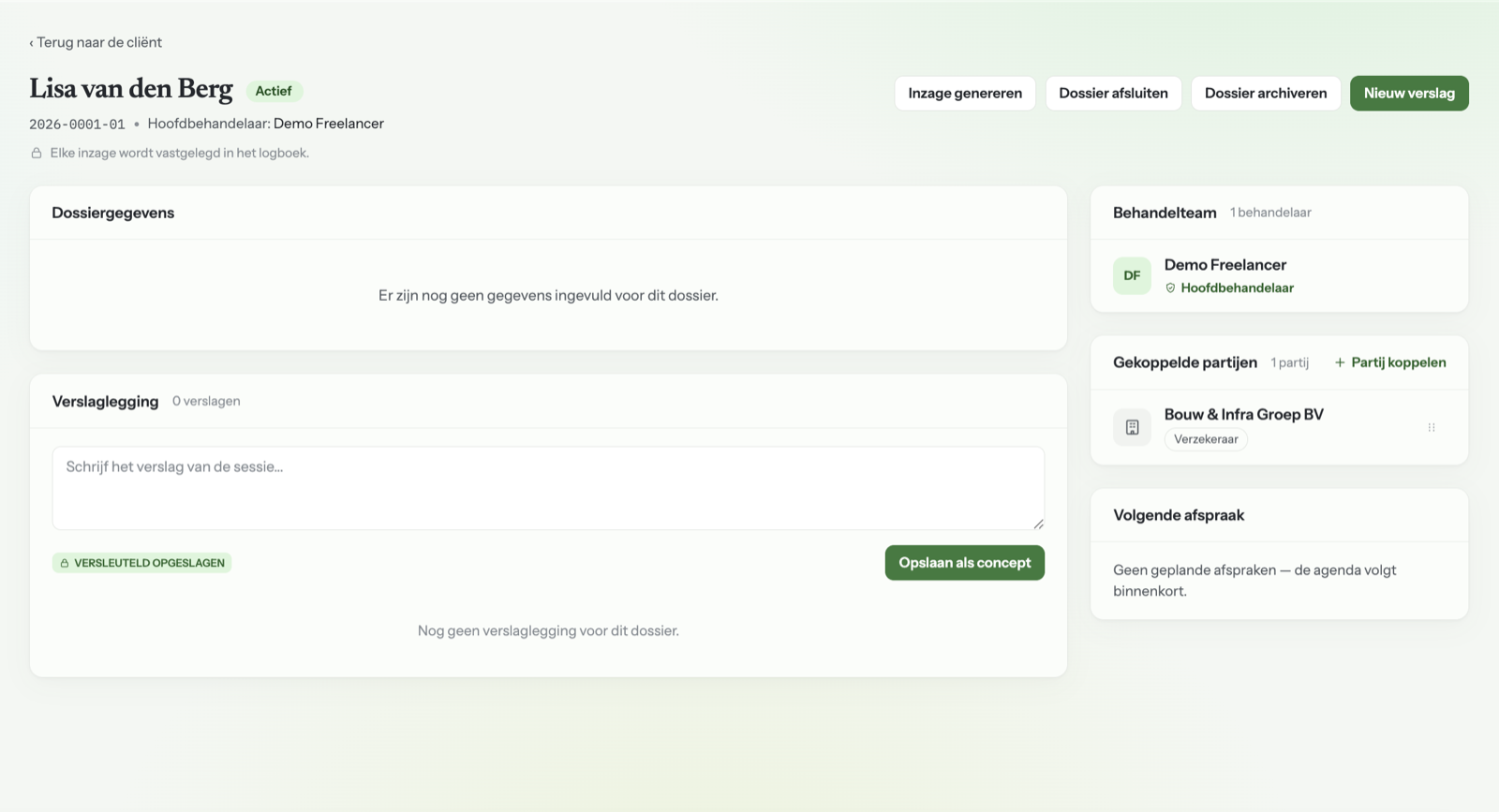 Record overview in Traucare