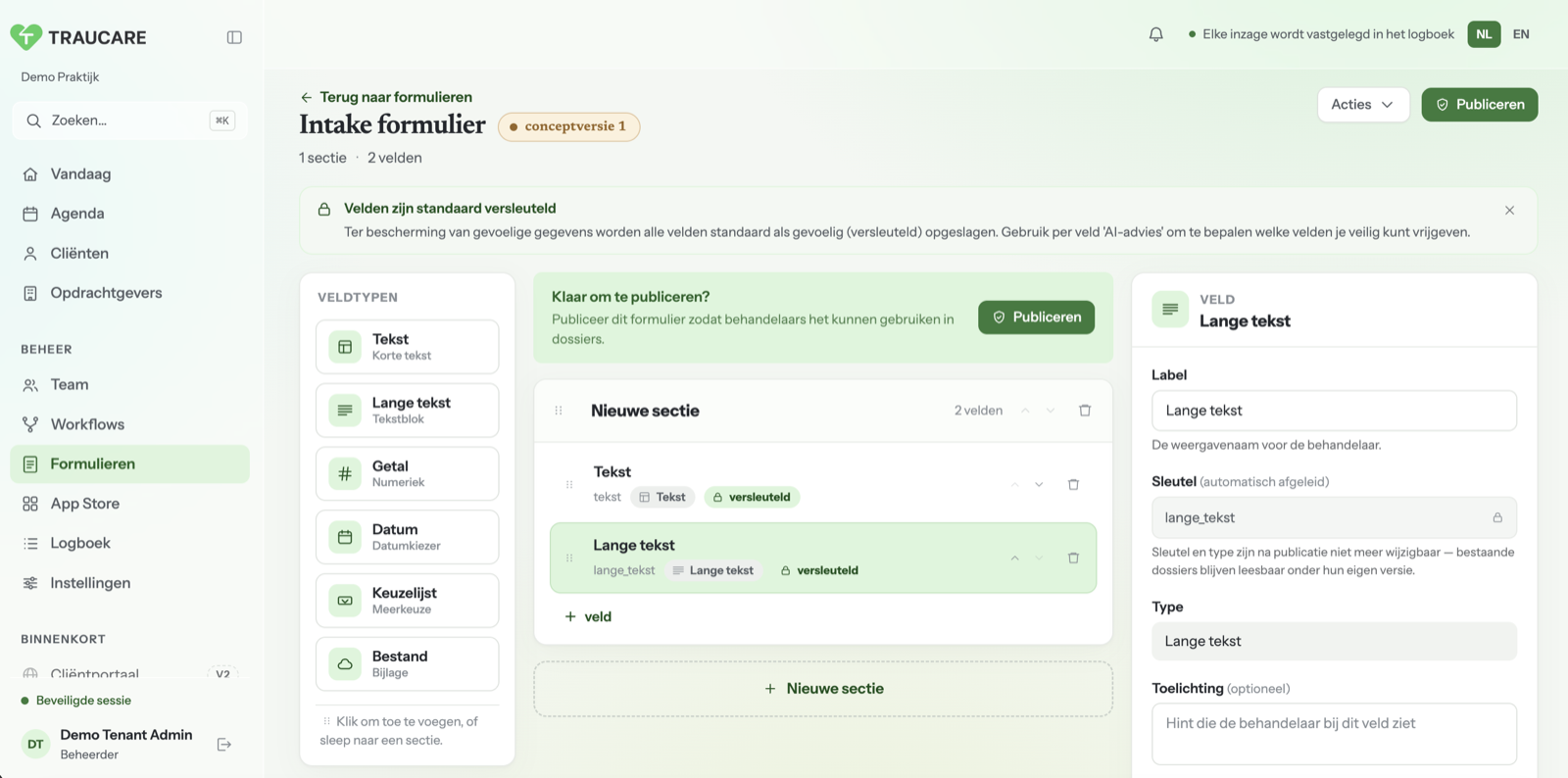 Forms overview in Traucare